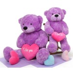 3.5 feet big purple teddy bear with pink I Love You Heart